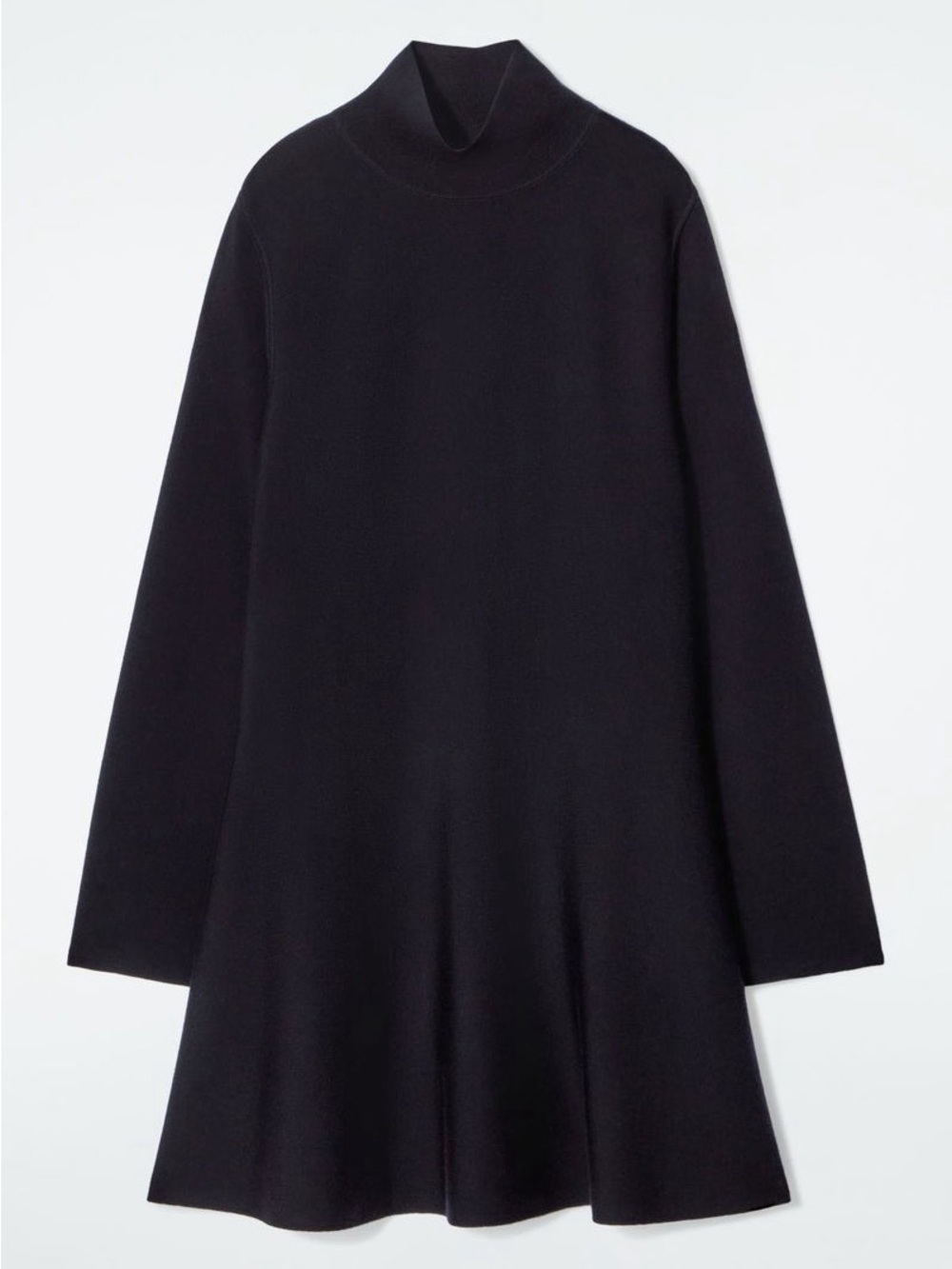 COS Navy Blue Turtleneck Long-Sleeve A-Line Dress Small - Picture 2 of 8